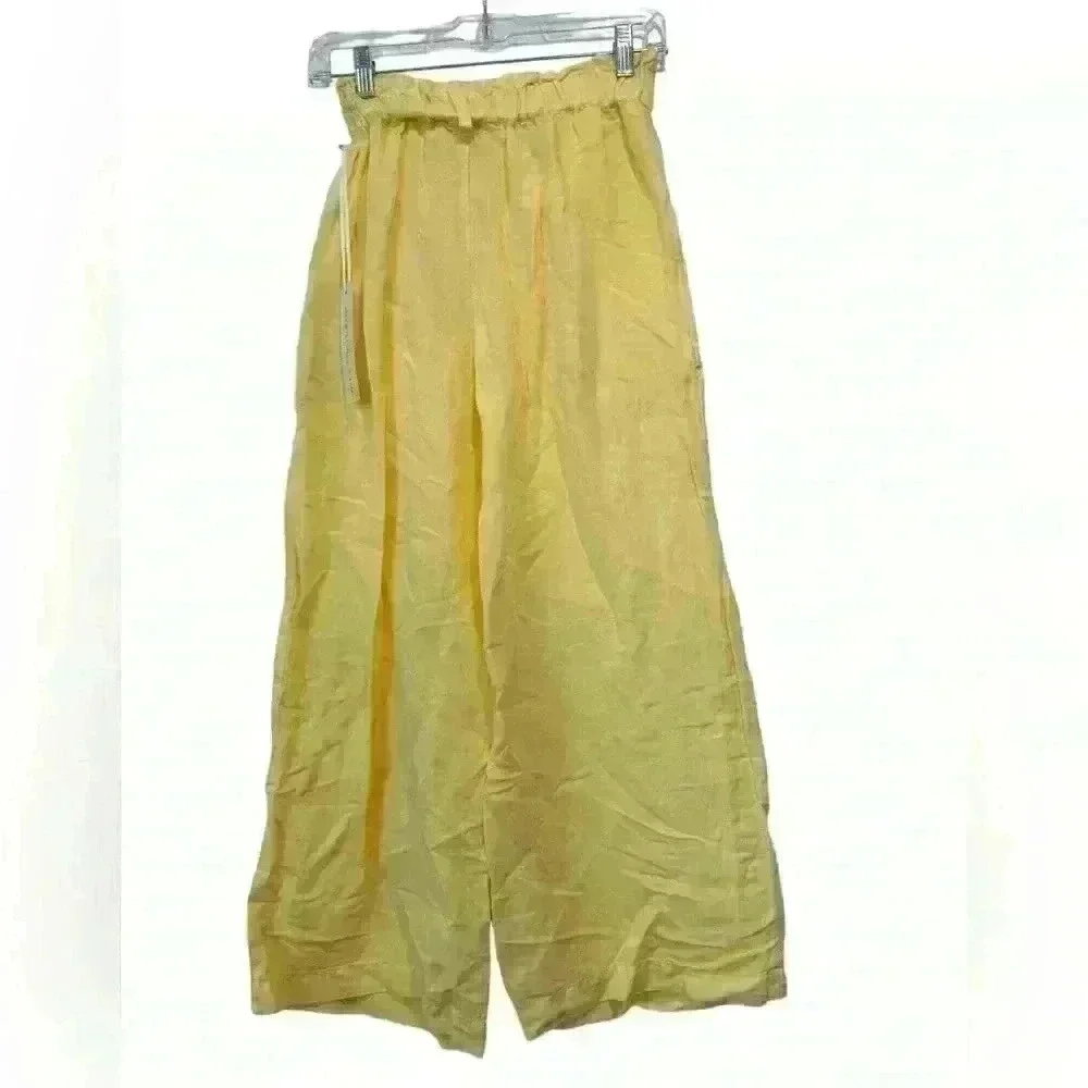 NWT YF&B WIDE LEG CROPPED LINEN PANT WITH FRONT POCKETS SIZE XS
